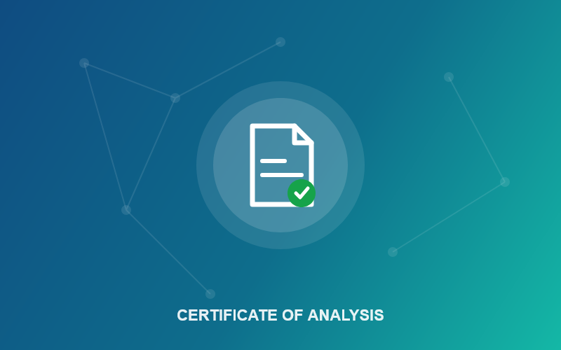 Illustration of a Certificate of Analysis document with verification mark